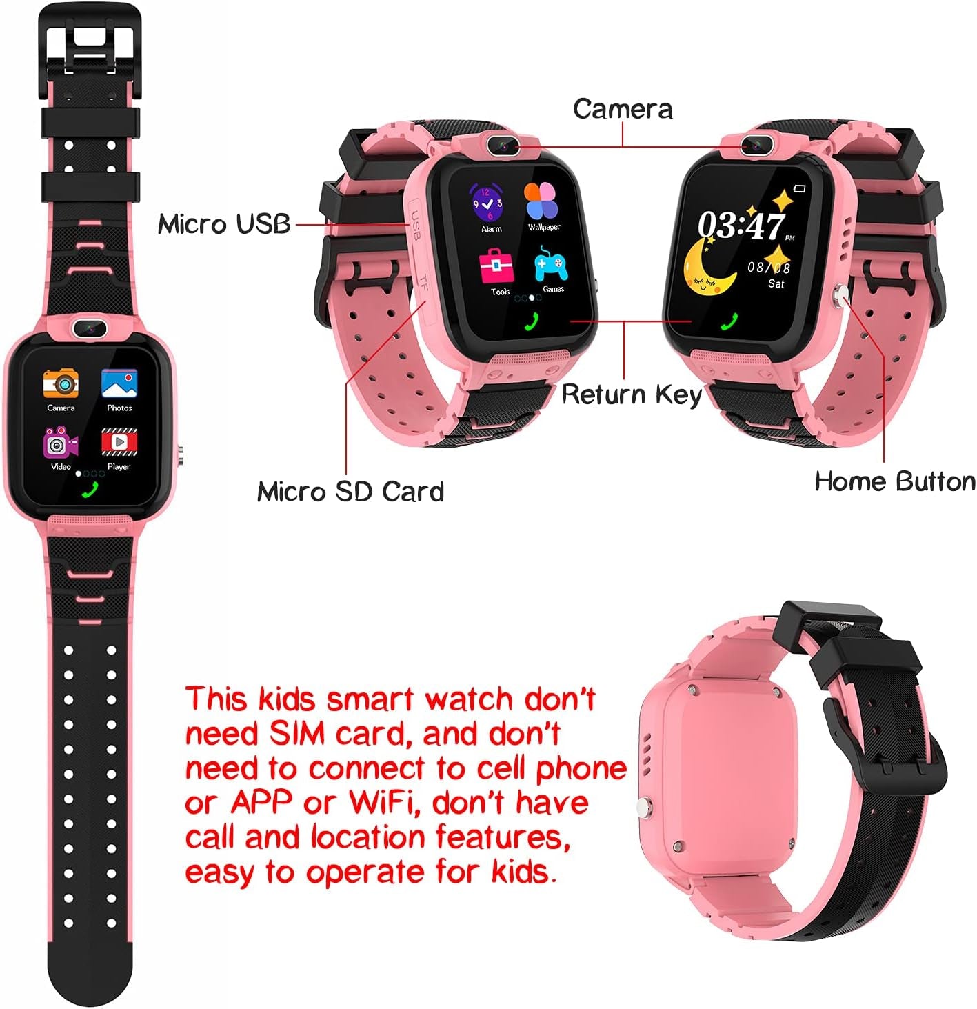 Smart Watch for Kids - Toys for 3-10 Year Old Girls Touchscreen Toddler Watch with Camera, 16 Games, Music Player, Kids Watches Electronics Educational Toys Birthday Gifts for Girls Ages 4 5 6 7 8 9