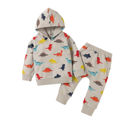 Newborn Baby Girls Boys Clothing Sets Dinosaur Print Hoodie Sweatshirt +Pants Winter Infant Outfits Tracksuit Children Clothes