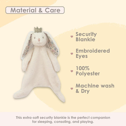 Princess Bunny Plush Lovey for Babies – 15” | Security Blanket for Newborns