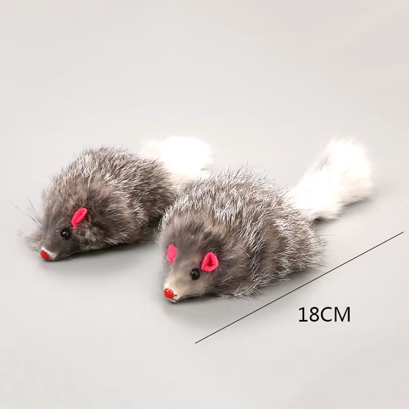 1Pcs False Mouse Cat Pet Toys Cat Long-Haired Tail Mice Mouse Toys Soft Rabbit Fur Furry Plush Cat Toy for Pet Cats Dogs