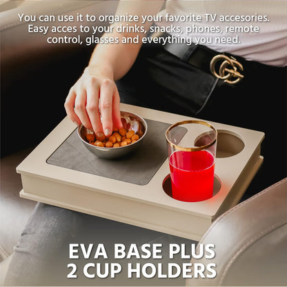 Sofa, Couch, Bed, TV and Lap Tray Table for Eating with EVA Base and 2 Cup Holders. Remote Control and Cellphone Holder. Arm Rest Organizer. (Fendy)