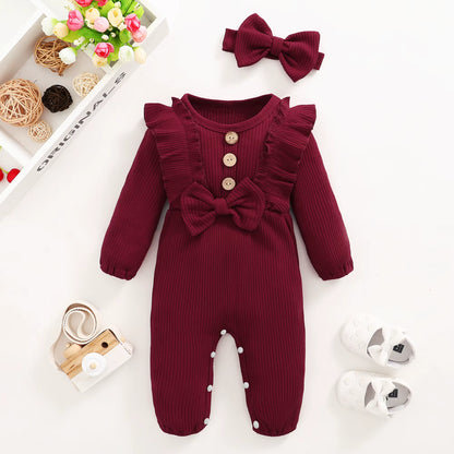 Baby Girl Clothes 0 to 3 Months Long-Sleeve New Born Costume for Babies Infant Clothes Romper Toddler Clothing with Headban