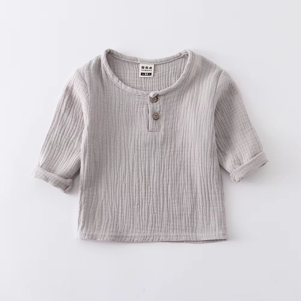 Children T Shirts Fashion Linen Pleated Boys T Shirt Children T-Shirt 2025 Summer Baby Boys Girls T-Shirt Children Clothes Kids