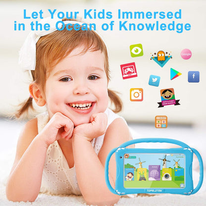 Kids Tablet 7Inch Android Toddler Tablet 16GB Tablet for Kids APP Preinstalled & Parent Control Kids Learning Tablet Wifi Camera Kid-Proof Case with Handle,Netflix Youtube Google Playstore(Blue)