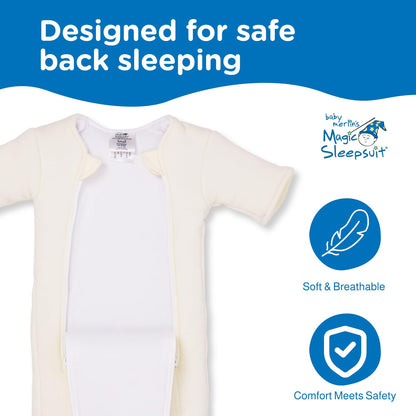 Transition Product - 6-9 Months Swaddle Transition Sleepsuit - Soft Cotton Material with Double Zipper for Easy Diaper Changes - Promotes Safe Sleep for Babies - Cream