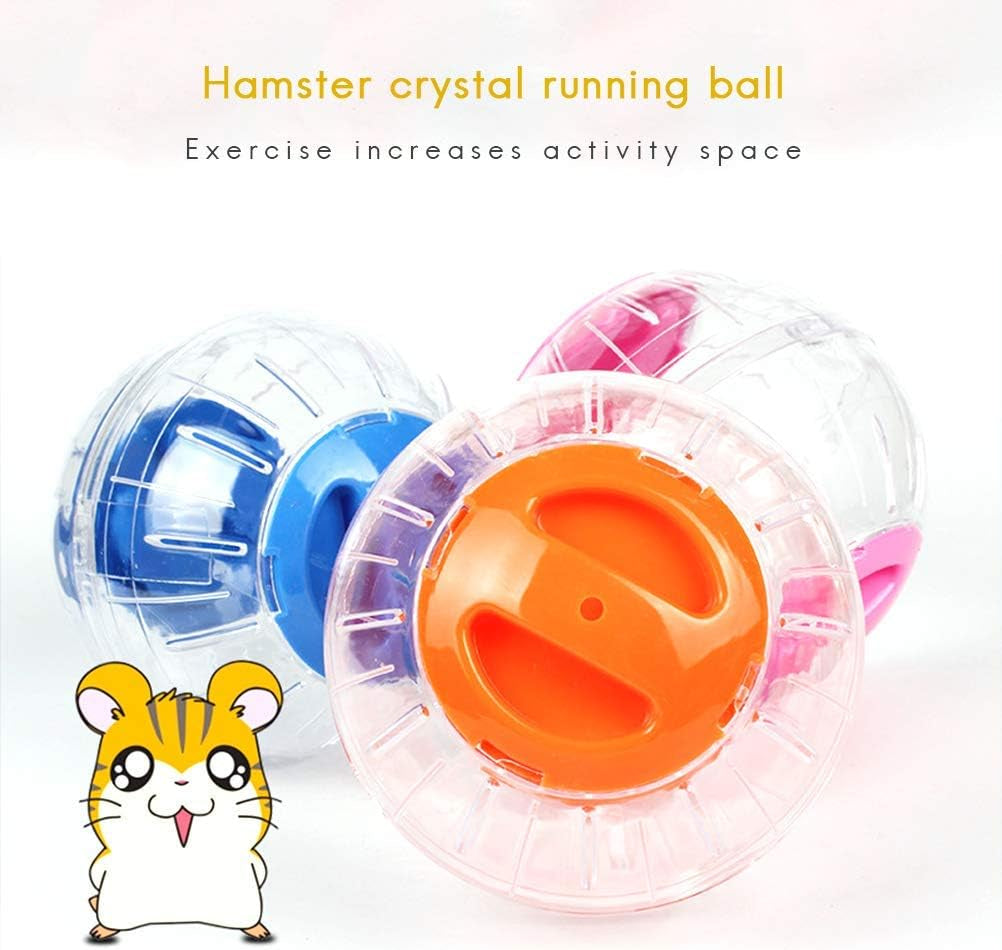 Mini New Cute Dwarf Hamster Running Ball 4.7 Inches Crystal Ball for Hamsters Small Silent Exercise Wheel Small Cage Accessories Suitable for Hamsters Less than 4 Inches 10 Cm in Length (Pink)