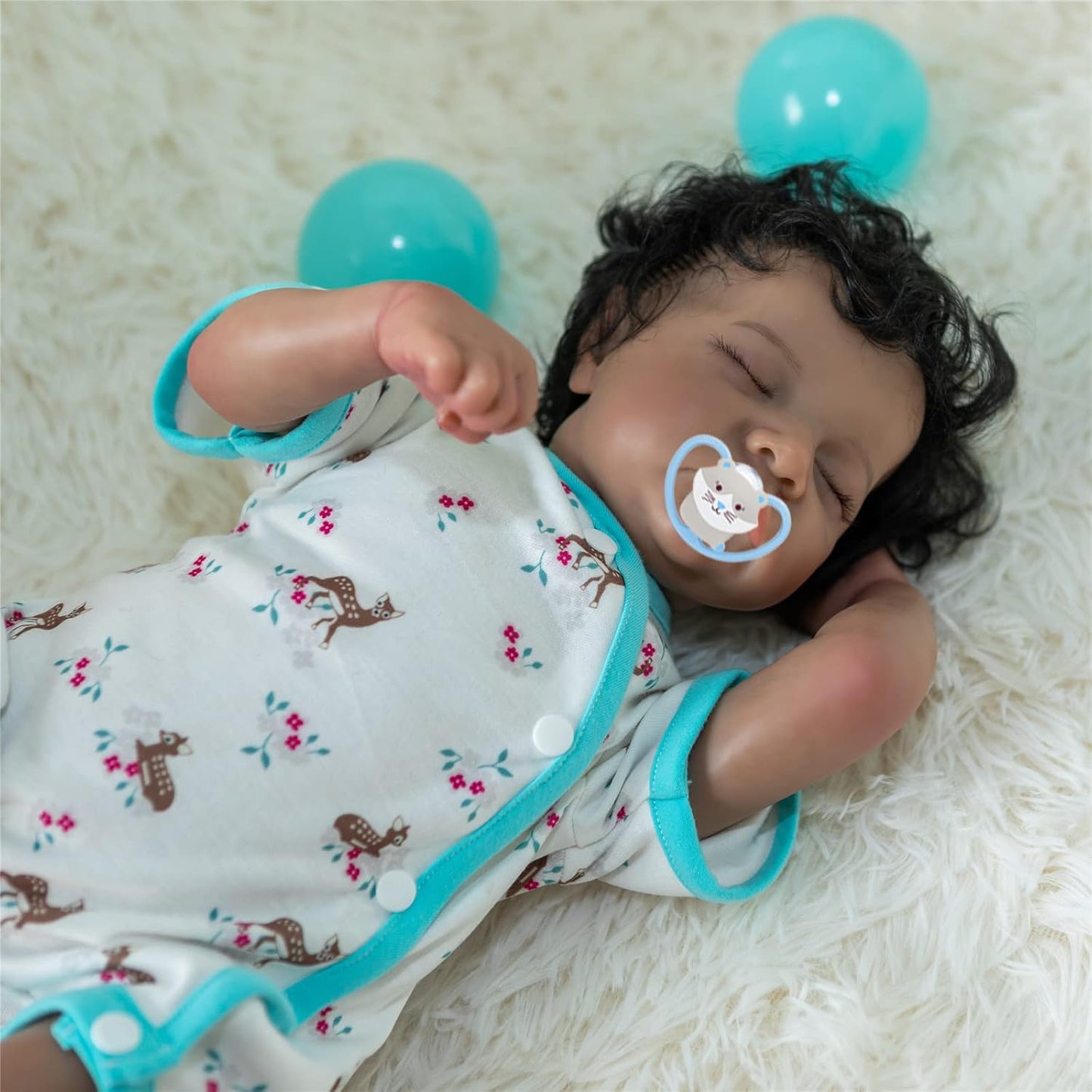 Realistic Sleeping Newborn Baby Doll Boy Silicone Doll African American 19 Inch Lifelike Reborn Baby Doll Biracial Looks Real Handmader Black Toddler Boy Birthday Presents with Accessories