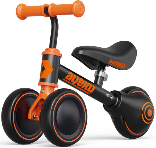 Baby Balance Bike for 1 Year Old Boy Gifts Toddler Bike for One Year Old Toys 1 St First Birthday Gifts Baby Toys 12-24 Months, Orange Black