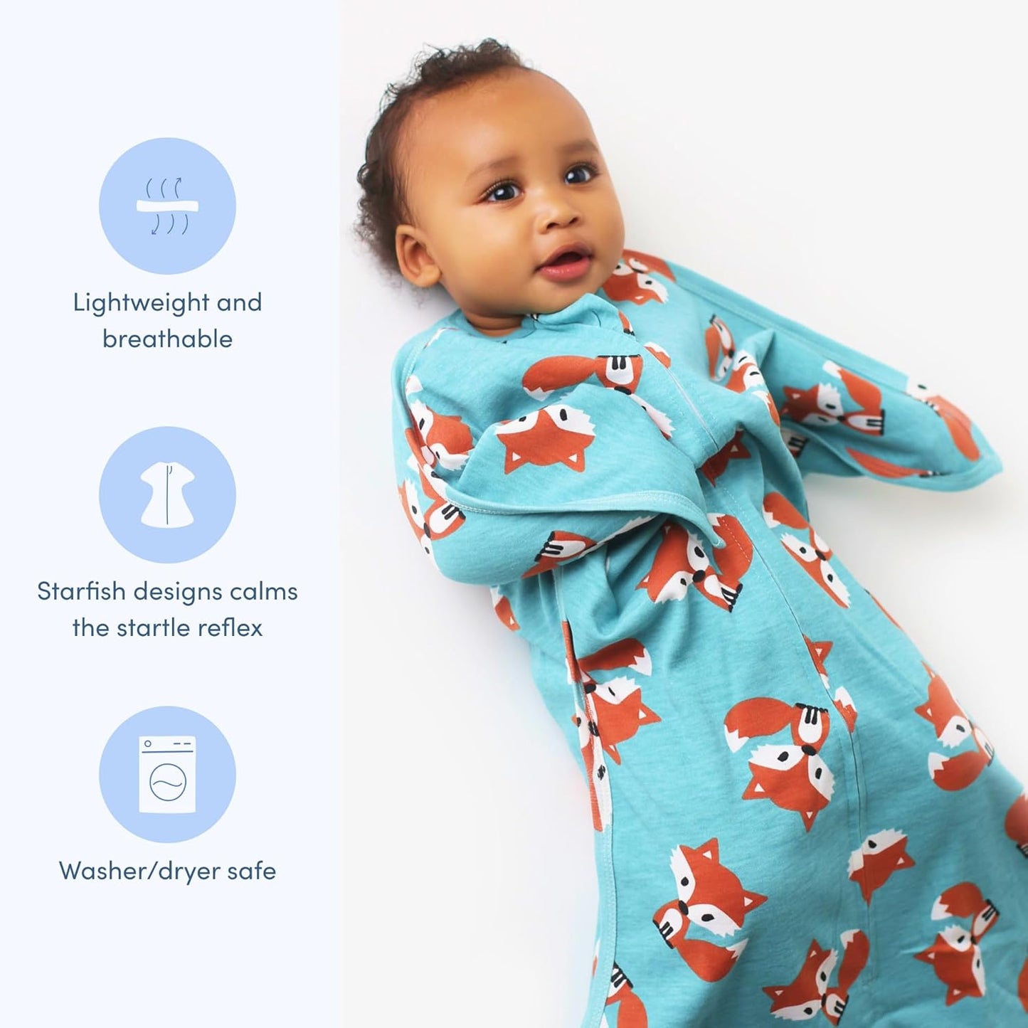 Zipadee-Zip Transitional Swaddle Sack, 3-6 Month - Roomy Zipper Swaddle for Easy Diaper Changes and Proper Hip Development - Baby Swaddle Sack, X-Small - Friendly Fox