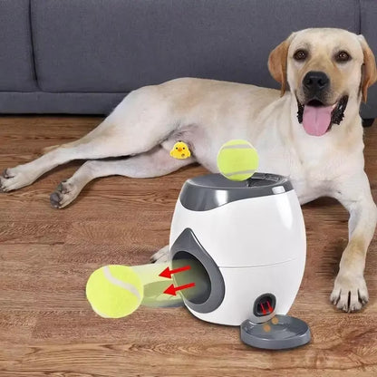 Dog Pet Toys 2 in 1 Tennis Launcher Automatic Throwing Machine Pet Ball Throw Device Interactive Pet Feeder Toy for All Size Dog