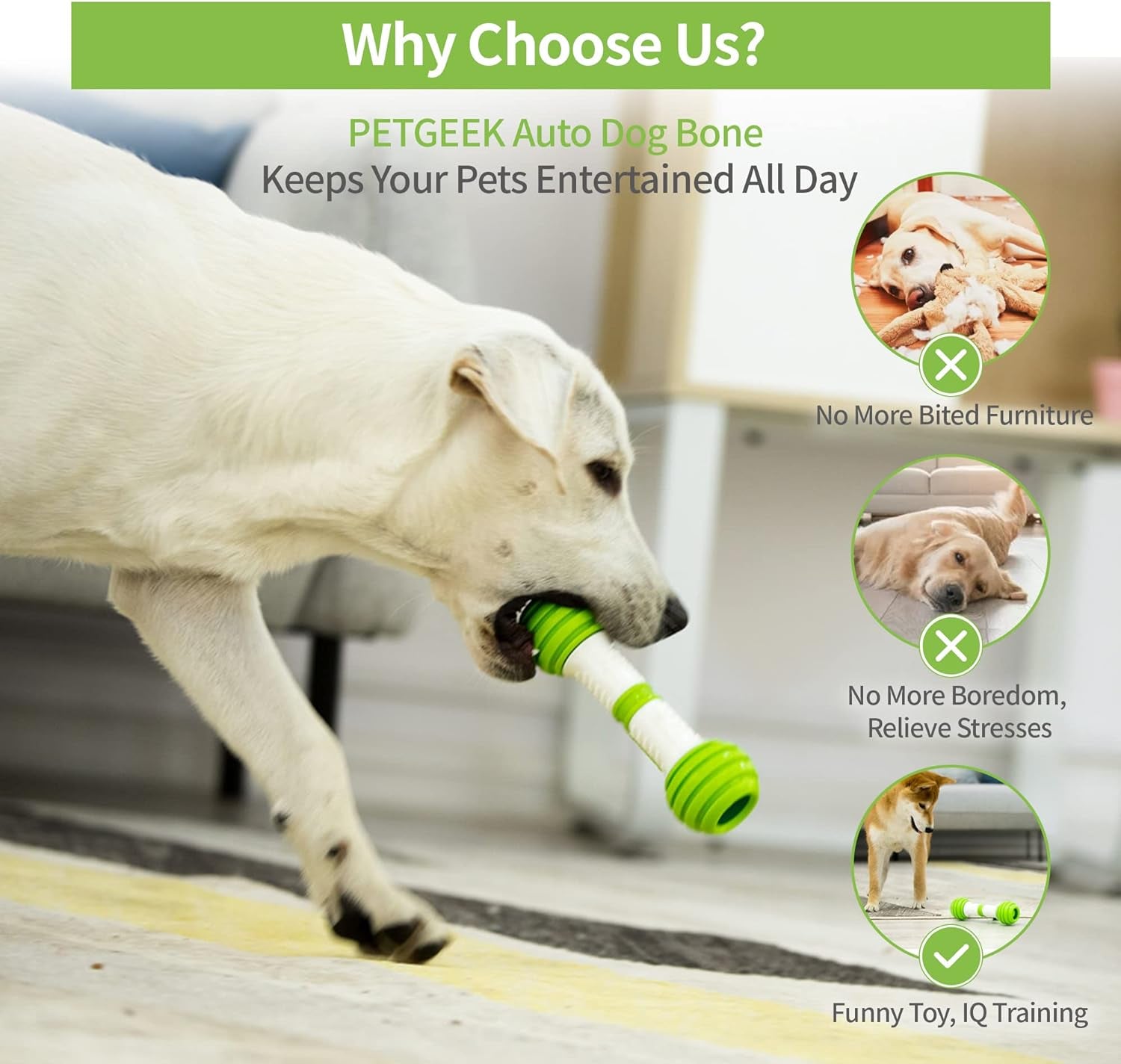 Automatic Dog Bone Toy, Smart Interactive Pet Toys for Boredoms, Electronic Dog Self Entertainment Toy, Safe & Durable Material