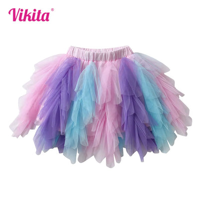 Girls Tutu Mesh Tulle Layered Skirts Kids Birthday Party Casual Performance Prom Princess Mini Skirt Children Clothes