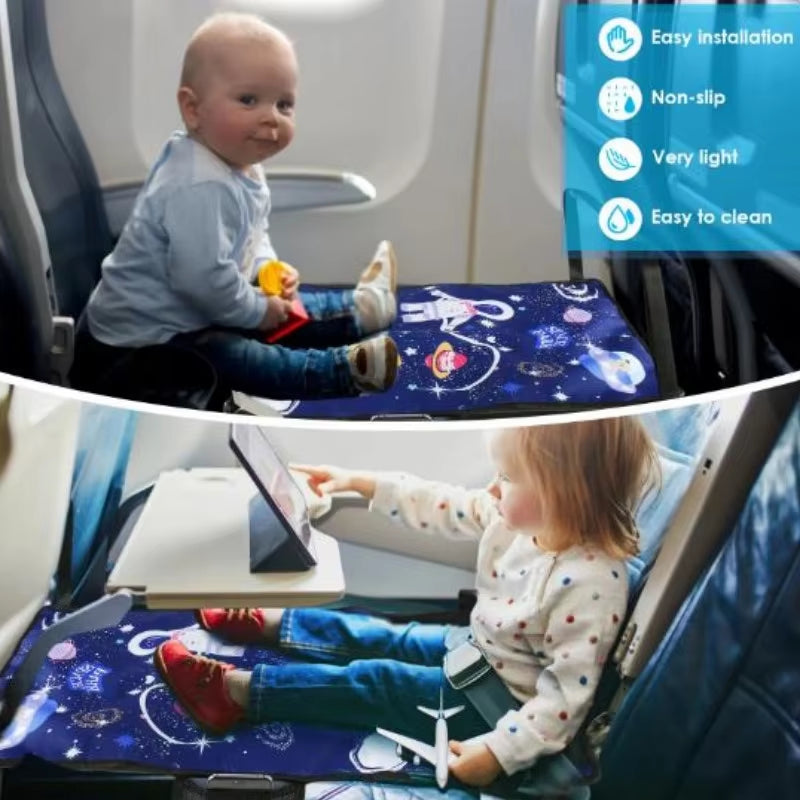 Cartoon Kids Travel Airplane Bed Portable Baby Airplane Seat Extender with Storage Bag Cars Extender Leg Rest for Children