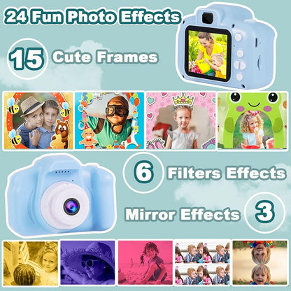 Kids Camera Waterproof for Kids Girls Age 3-8 Birthday Gifts 1080P Video Recorder Kids Digital Camera Toddler Toys for 3 4 5 6 7 8 Year Old Girls Boys Underwater Camera with 32GB SD Card(Blue)