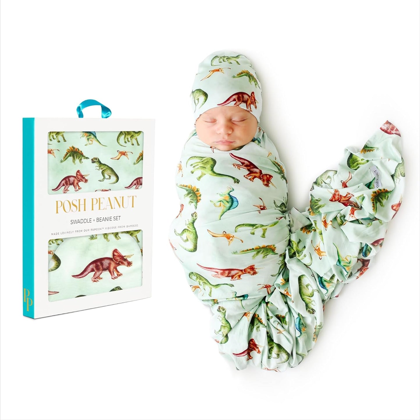 Baby Swaddle Blanket & Beanie - Matching Newborn Swaddle Set, Doubles as Receiving Blanket or Nursing Cover