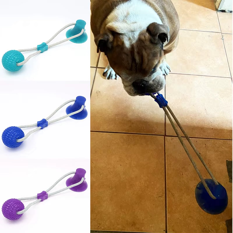 Dog Toys Pet Puppy Interactive Suction Cup Push TPR Ball Toys Molar Bite Toy Elastic Ropes Dog Tooth Cleaning Chewing Supplies