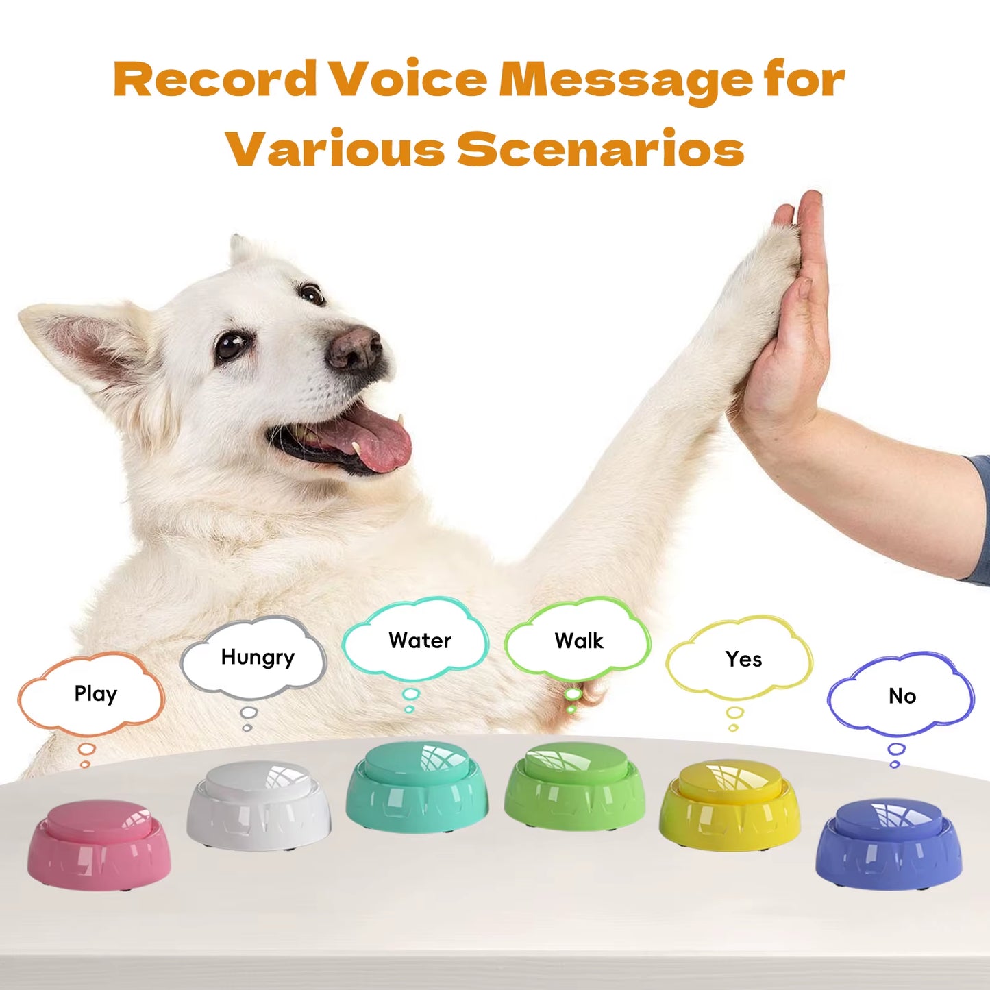 6 Pack Set Recordable Dog Training Button Pet Communication Toys Dog Talking Buttons Dog Interactive Toys