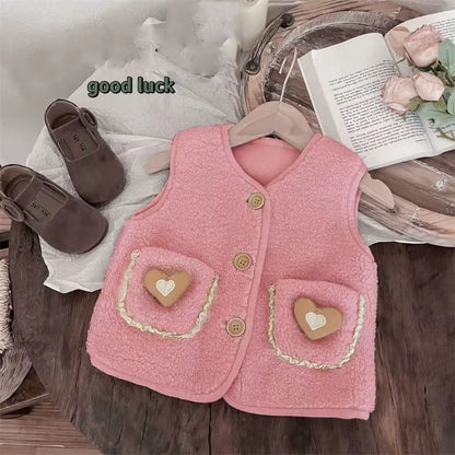 Sleeveless Children Vest Baby Girl Boy Plush Waistcoat Spring Autumn Kids Jacket Soft Children Clothes Thick Outerwear for Kids