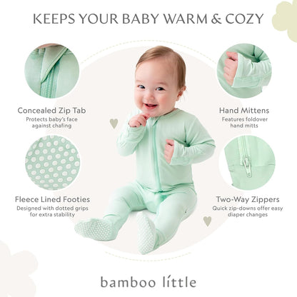 Soft Baby Bamboo Viscose Footie Pajamas, Zipper Closure, 0-24 Months