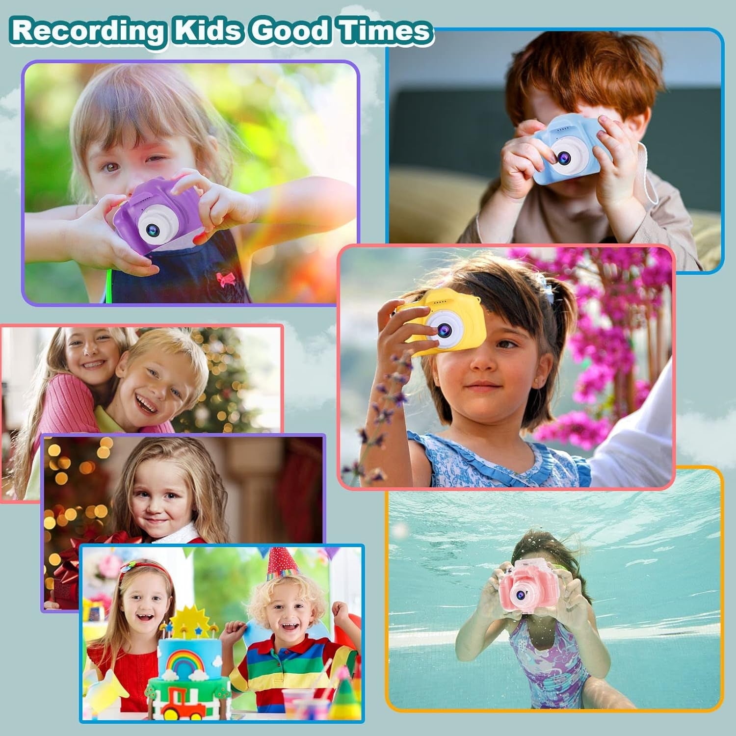 Kids Camera Waterproof for Kids Girls Age 3-8 Birthday Gifts 1080P Video Recorder Kids Digital Camera Toddler Toys for 3 4 5 6 7 8 Year Old Girls Boys Underwater Camera with 32GB SD Card(Blue)