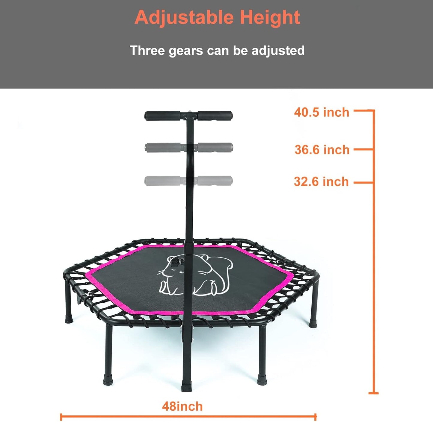 Trampoline for Kids Indoor, Mini Toddler Trampoline with Adjustable Handle, Outdoor Foldable Small Rebounder Trampolines for Exercise