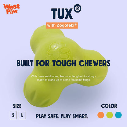 Zogoflex Tux Treat Dispensing Dog Chew Toy – Interactive Chew Toy for Dogs – Dog Enrichment Toy – Dog Games for Aggressive Chewers, Fetch, Catch – Holds Kibble, Treats, Large 5", Granny Smith