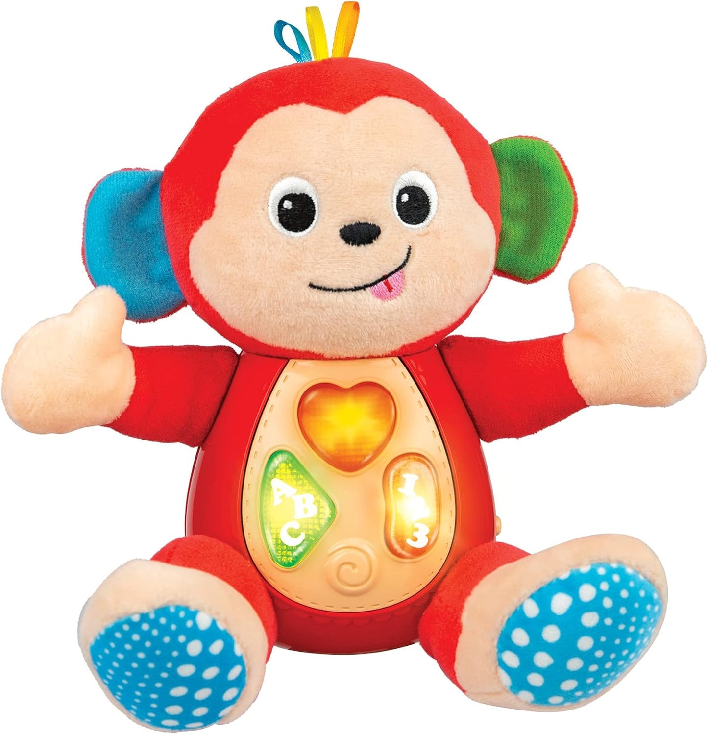 Musical Monkey Plush Toy - Soft Stuffed Animal with Light-Up Buttons and Melodic Nursery Songs for 3+ Month Old Babies