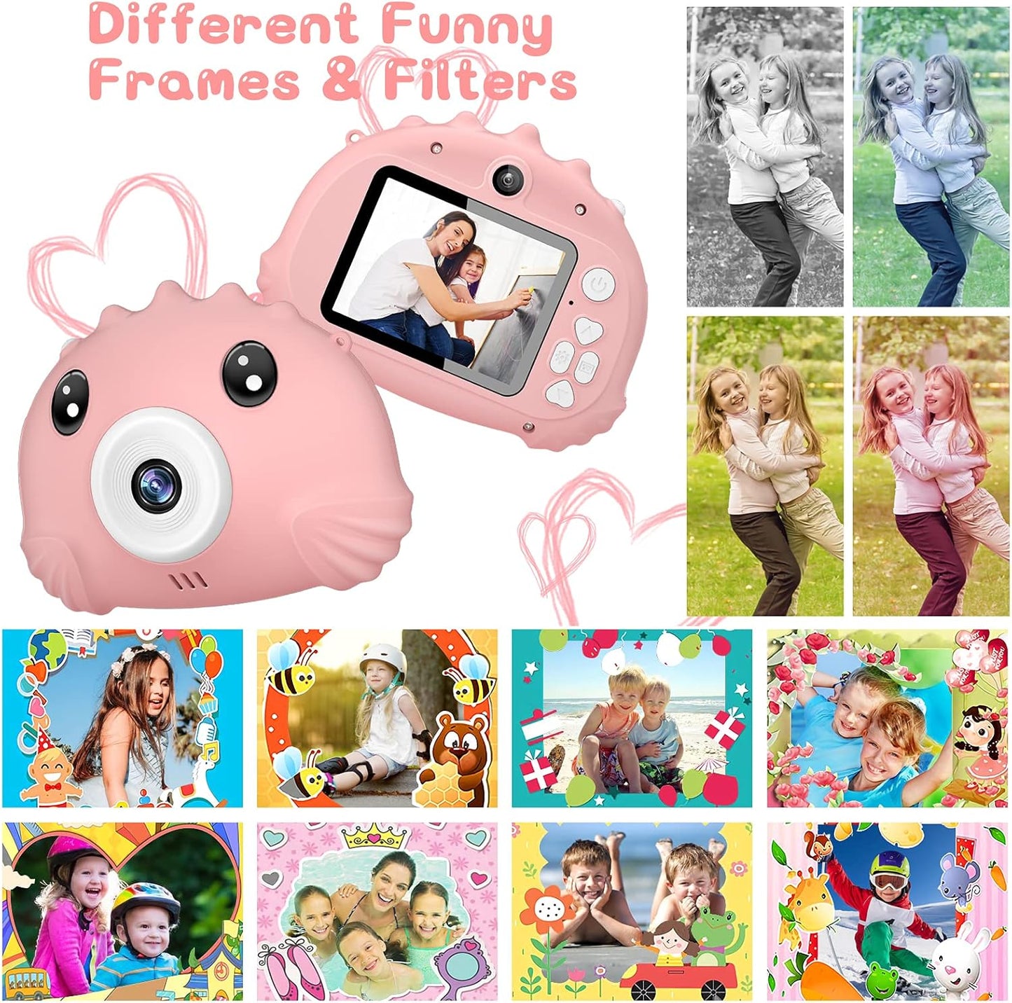 Kids Camera for 3-8 Years Old Toddlers Childrens Boys Girls Christmas Birthday Gifts Selfie Camera 20.0 MP HD 1080P IPS Screen Dual Digital Toy Camera with 32GB SD Card