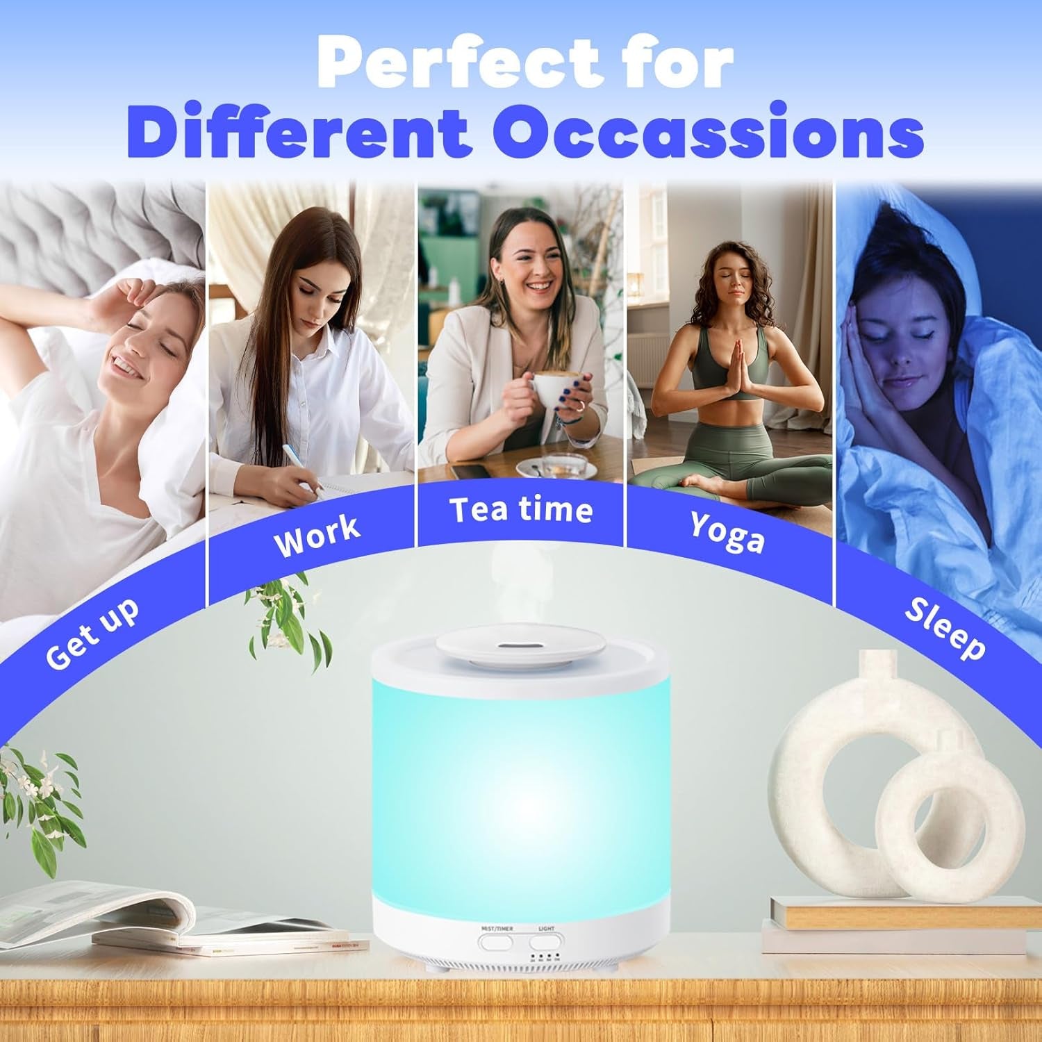 Cool Mist Essential Oil Diffuser (1600Ml) Quiet Ultrasonic Aroma Diffuser for Bedroom & Large Room -35 Hour Run Huge Coverage Area, Auto-Shut Off, for Babies Nursery & Whole House