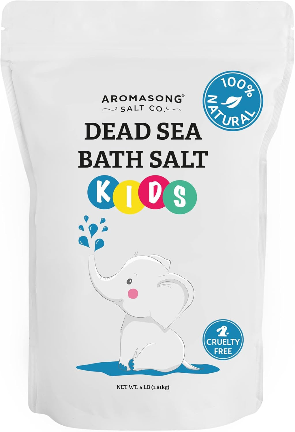 Dead Sea Salt for Kids Bath Soak, 4 Lbs. Fine Grain Large Bulk Resealable Pack, 100% Pure & Natural.