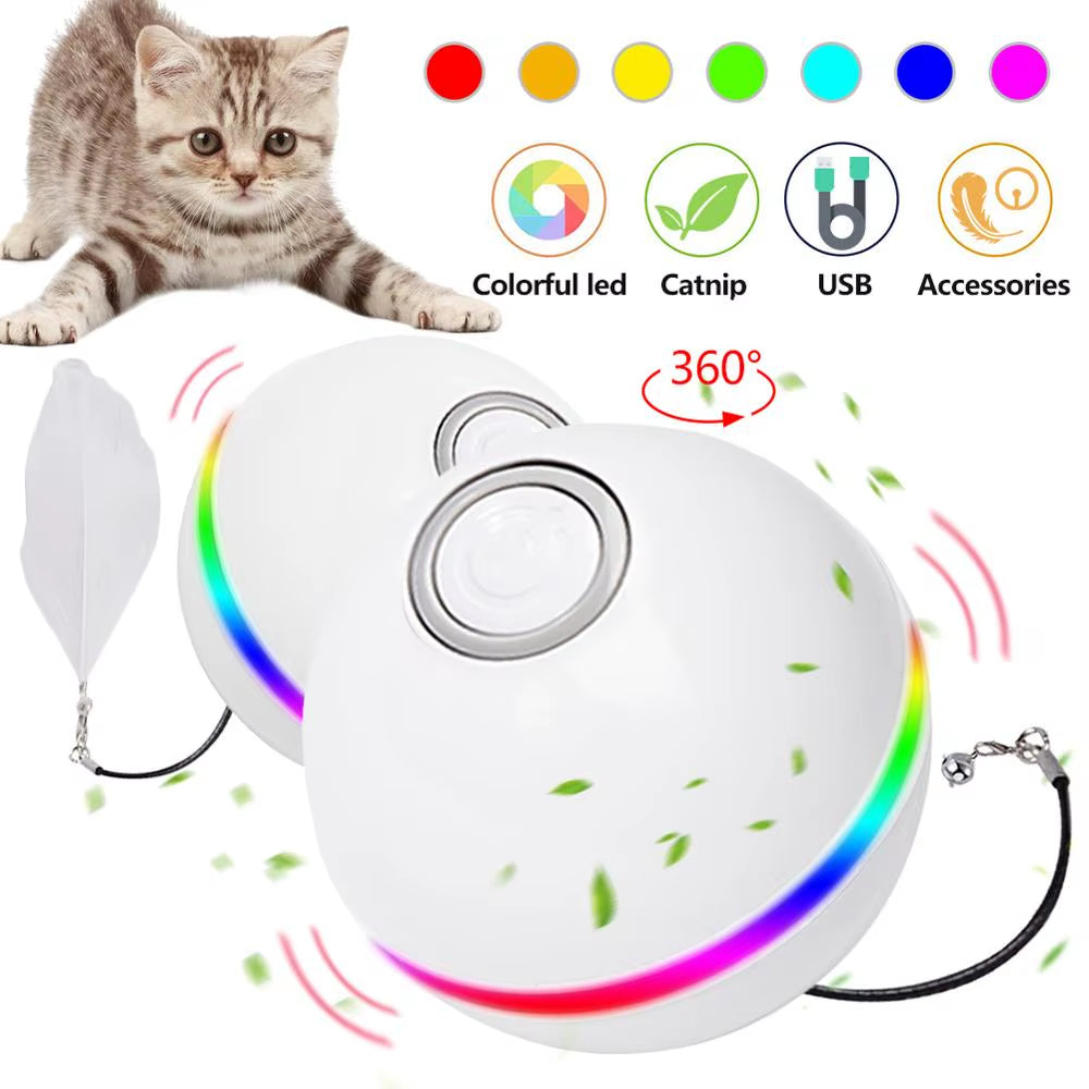 Smart Cat Toys USB Electric Pet Toys Magic Roller Ball Cat LED Rolling Flash Ball Toy Automatic Rotating Toy for Cat Dog Kids