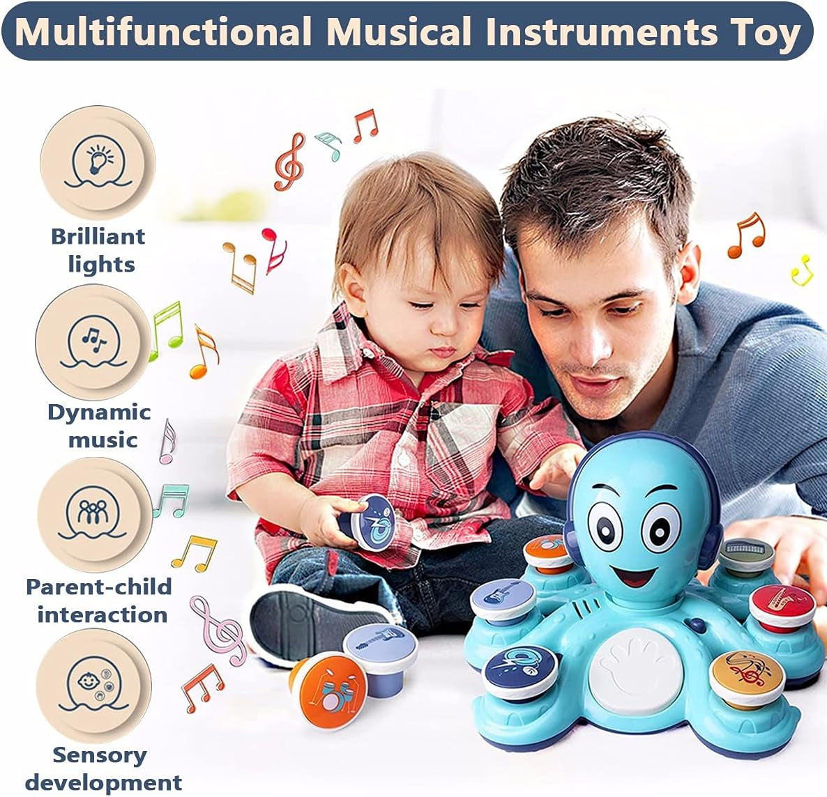 Baby Musical Toy Toddler Learning Toys, Octopus Preschool Music Toys, Educational Toys for 1+ Year Olds