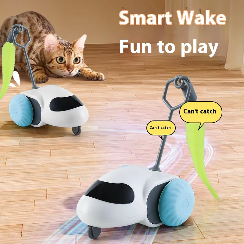 Remote Smart Cat Toys Remote Control Interactive Cat Car Toy USB Charging Automatic Self-Moving Teasing Cat Stick Pet Supplies