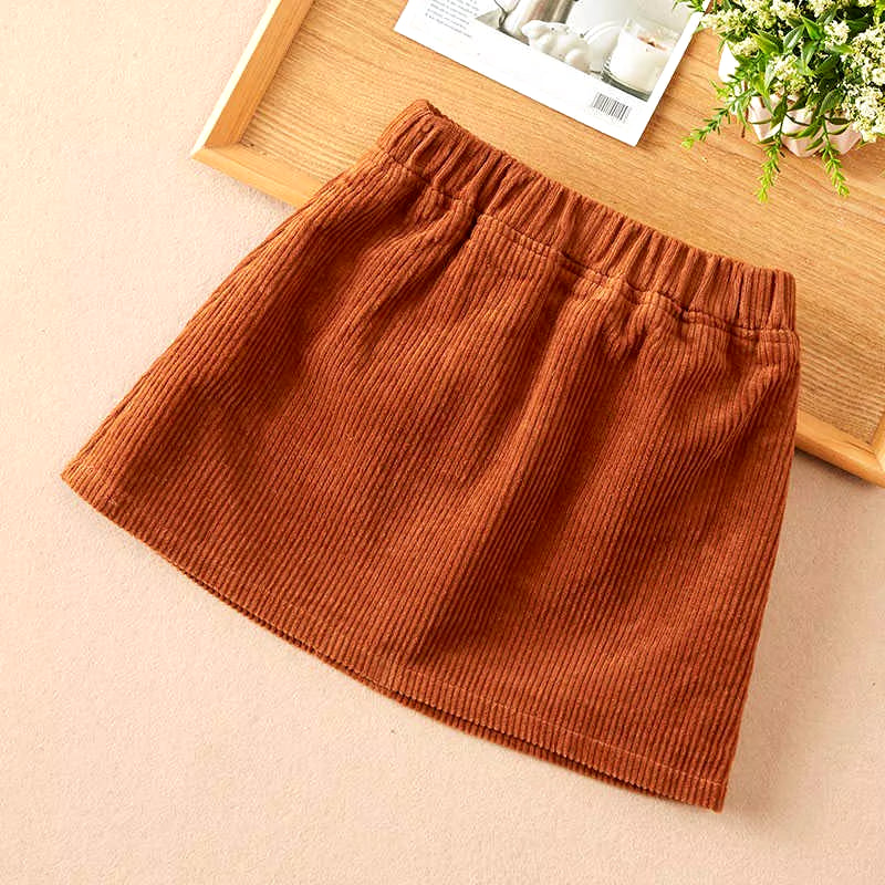 Fashion Kids Skirt School Girls Corduroy Skirt Button Design Pockets Korean Kids Clothes Teenager Children'S Clothes Girl Skirts