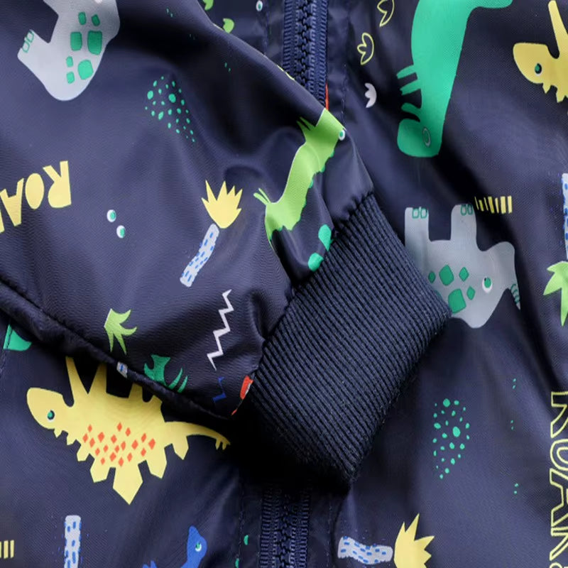 80-130Cm O-Neck Kids Boys Jacket Navy Green 2020 Spring Dinosaur Printing Children Clothes Girls Coat Outerwear