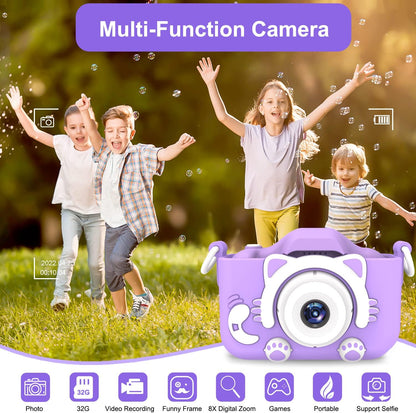 Kids Selfie Camera, Christmas Birthday Gifts for Boys Age 3-9, HD Digital Video Cameras for Toddler, Portable Toy for 3 4 5 6 7 8 Year Old Boy&Girls with 32GB SD Card