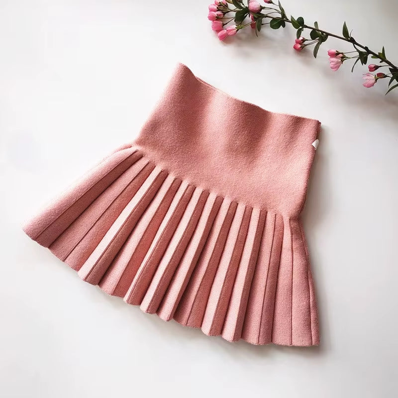 2024 Autumn Winter Baby Toddler Girls High Waist Knitted Mini Tutu Skirt Princess Pleated Skirts for Kids Girl Children Clothes