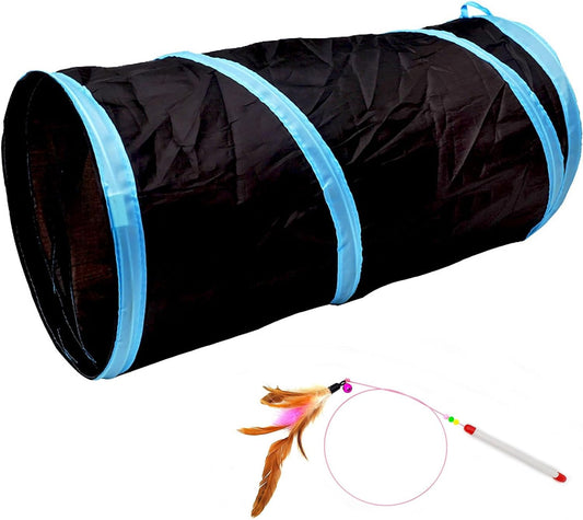 Cat Tunnel for Indoor Cats Interactive, Rabbit Tunnel Toys, Pet Toys Play Tunnels for Cats Kittens Rabbits Puppies Crinkle Collapsible Pop up Black 20"