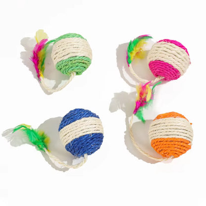 1PC Pet Toys Sisal Scratching Ball Training Interactive Toy for Kitten Pet Supplies Feather Toy Cat Toys Interactive