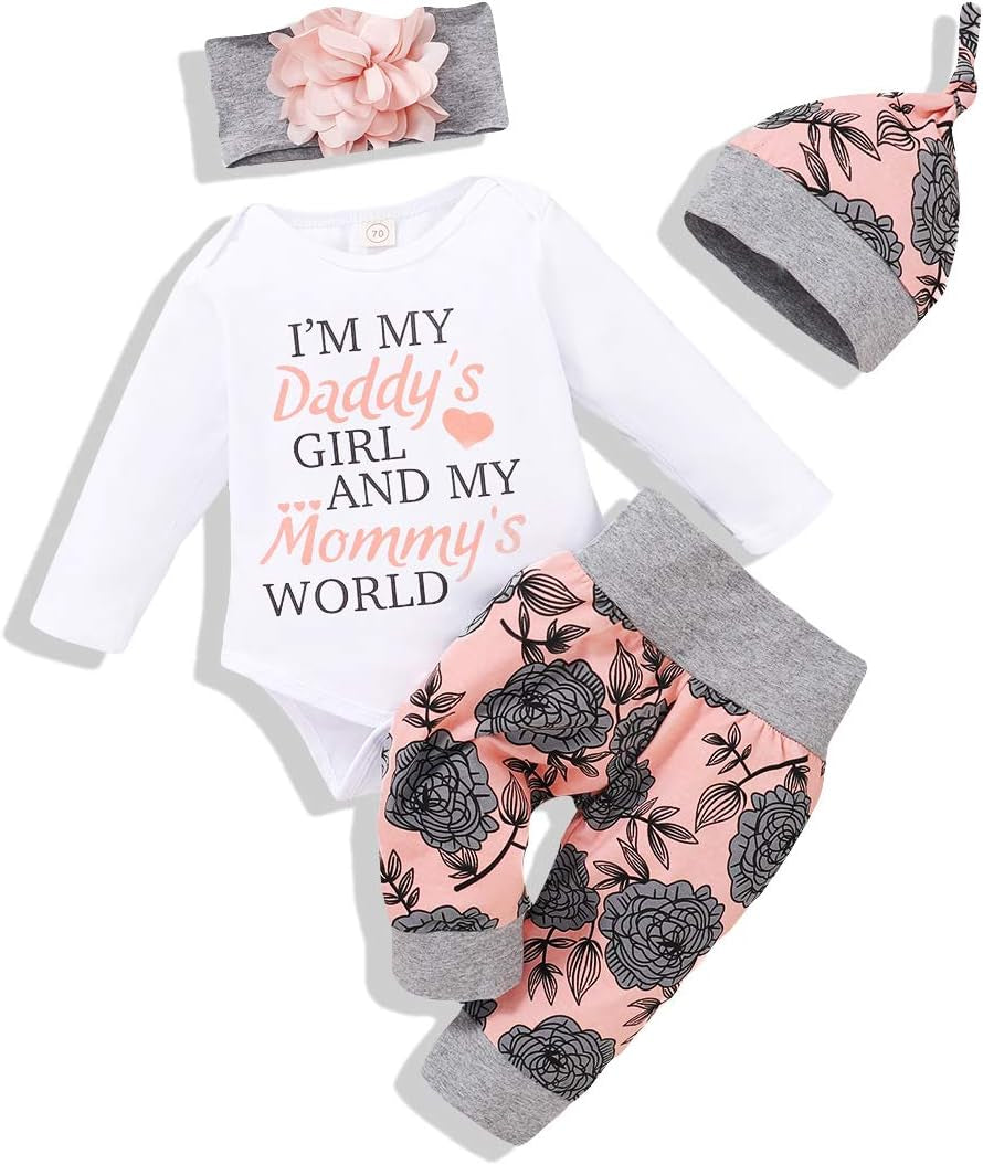 Newborn Baby Girl Clothes Outfits Infant Romper Ruffle Floral Pants Cute Toddler Baby Girl Clothes Set