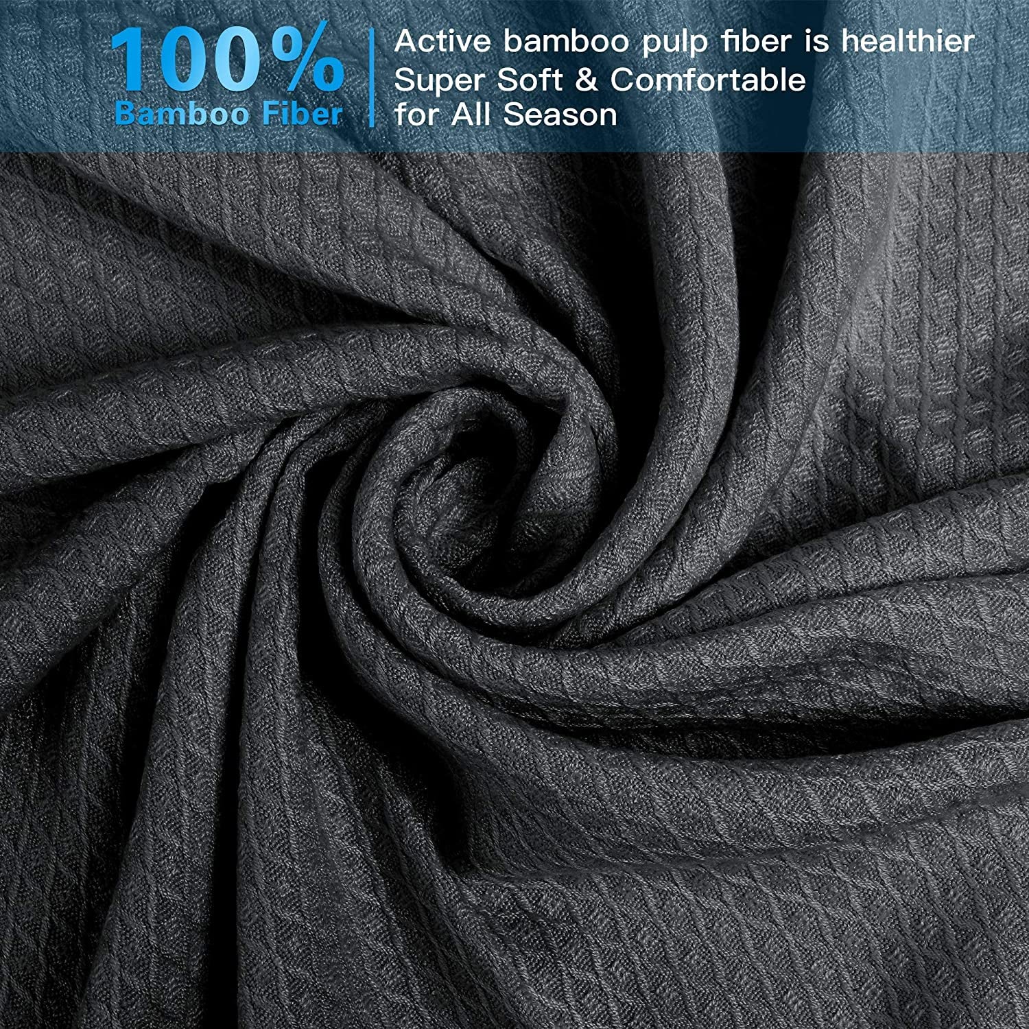 Cooling Blanket, 100% Rayon Derived from Bamboo, Cool Summer Blanket for Hot Sleepers, Soft Comfy Lightweight Blankets for All Seasons(Dark Gray, 79×91In)