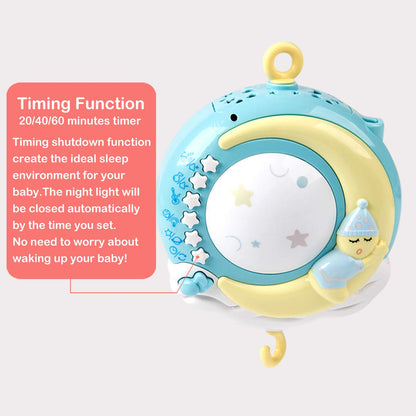 Baby Musical Mobile Crib with Music and Lights, Timing Function, Projection, Take-Along Rattle and Music Box for Babies Boy Girl Toddler Sleep