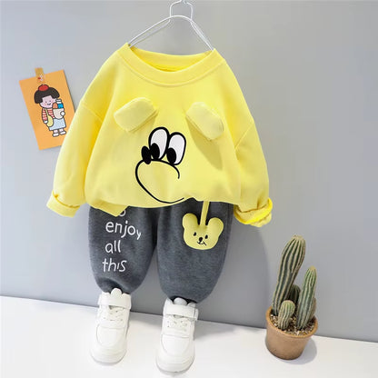 2023 New Clothing Set Sweater+Pants 2Pcs for Girls Boys Outfit Cotton Warm Costume Winter Children Clothes Suit 1-4Y