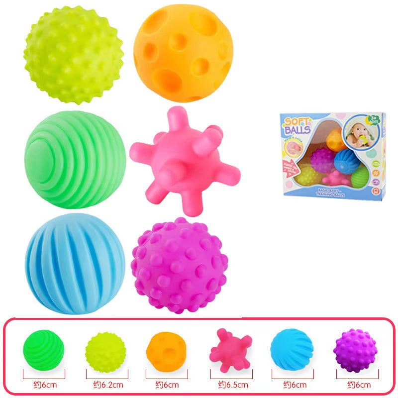 6Pcs Textured Multi Ball Set Develop Tactile Senses Toy Baby Touch Hand Ball Toys Training Ball Massage Soft Balls Kids Gifts