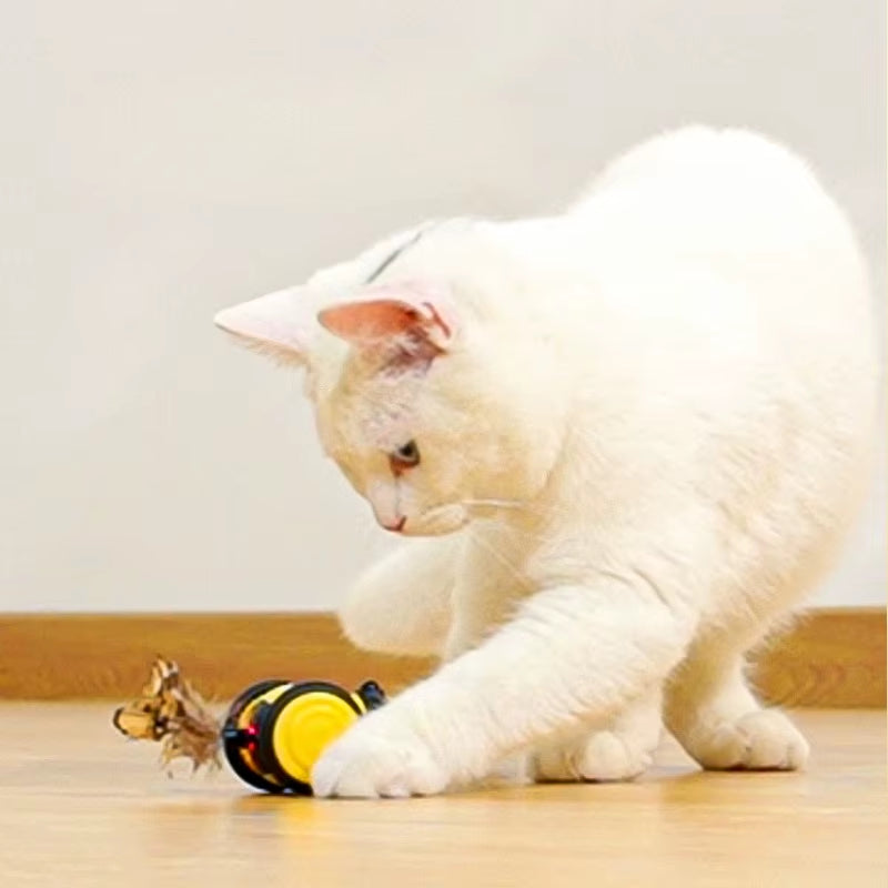 Electric Cat Car Toy Cute Bee Running Kitten Pet Toys Interactive Random Moving Stick Teaser Feather Electric Pet Cat Toys