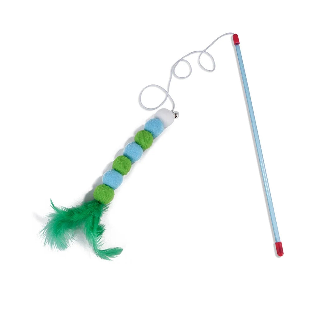 Pet Feather Toys Kitten Cat Toy Interactive Toy Soft Feather and Bell Beading Cat Toy