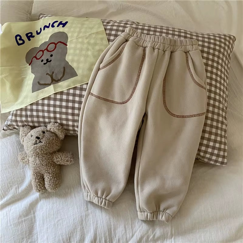 Kids Clothes Thicken Girls Pants Casual Boys Pants