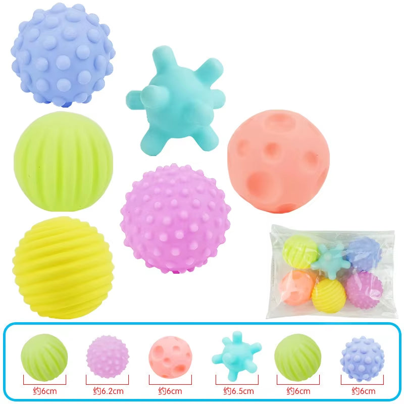 6Pcs Textured Multi Ball Set Develop Tactile Senses Toy Baby Touch Hand Ball Toys Training Ball Massage Soft Balls Kids Gifts