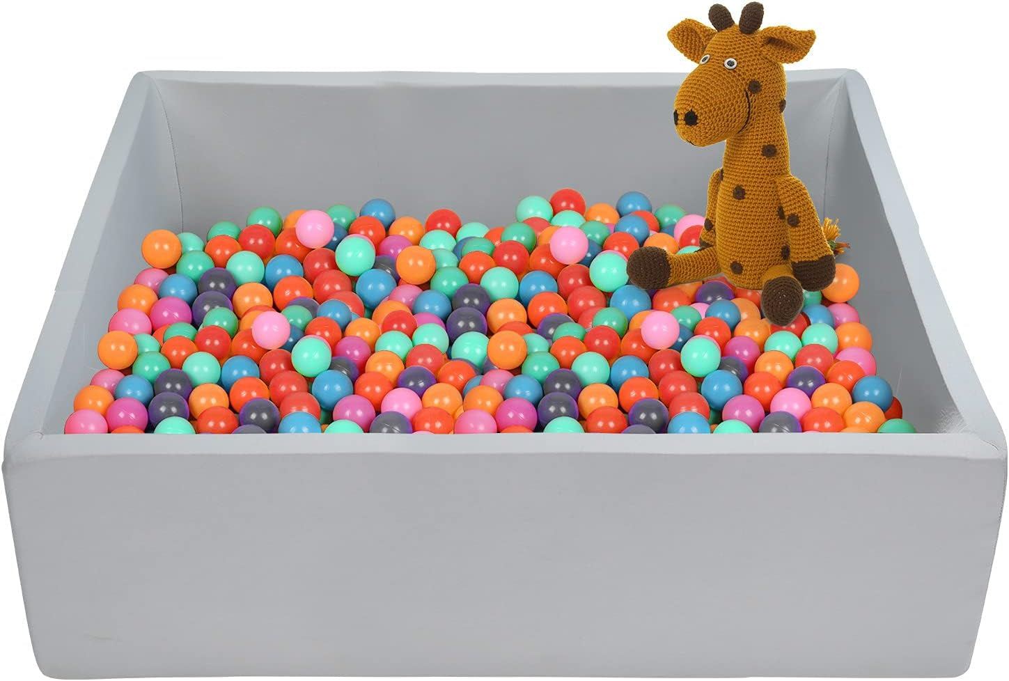 Extra Large Ball Pit 47.2X47.2X13.8In Foam Ball Pit Balls Kids Ball Pits for Toddlers Babies Balls NOT Included - Light Gray