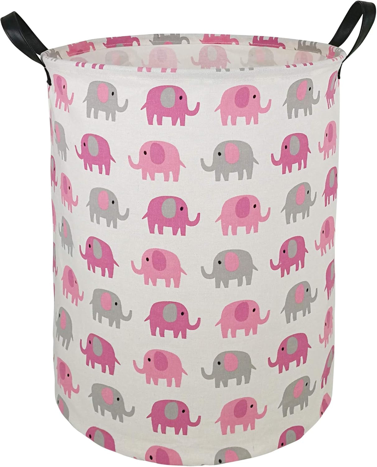 19.7 Laundry Hamper Toys Box Storage Bins Canvas Waterproof Collapsible Clothes Organizer Basket with Handle Freestanding Large Cute Light Weight for Home Kids Baby Room(Elephant)